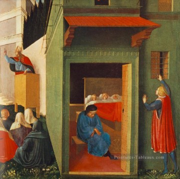 Histoire de Saint Nicolas donnant la dot à trois pauvres filles Renaissance Fra Angelico Peinture à l'huile